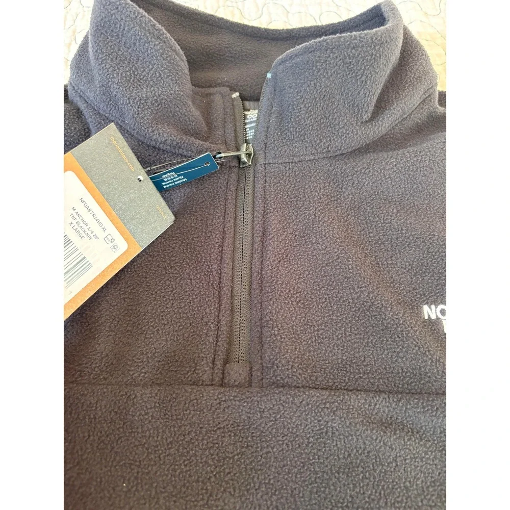 The North Face Mens Anchor 1/4 Zip Fleece Pullover Black Size XL